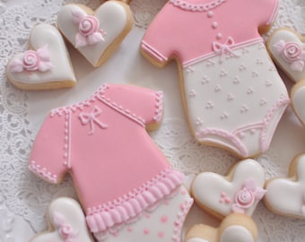 Girl Pink Onesie Cookie Favors for Baby Showers, 1 Dozen