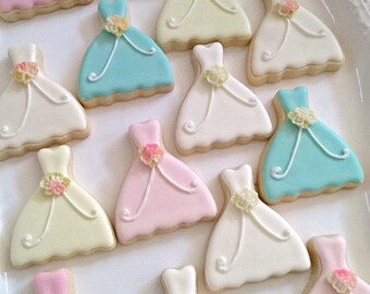 Petite Wedding Dress Cookies: Bridal Shower Favors, 1 Dozen