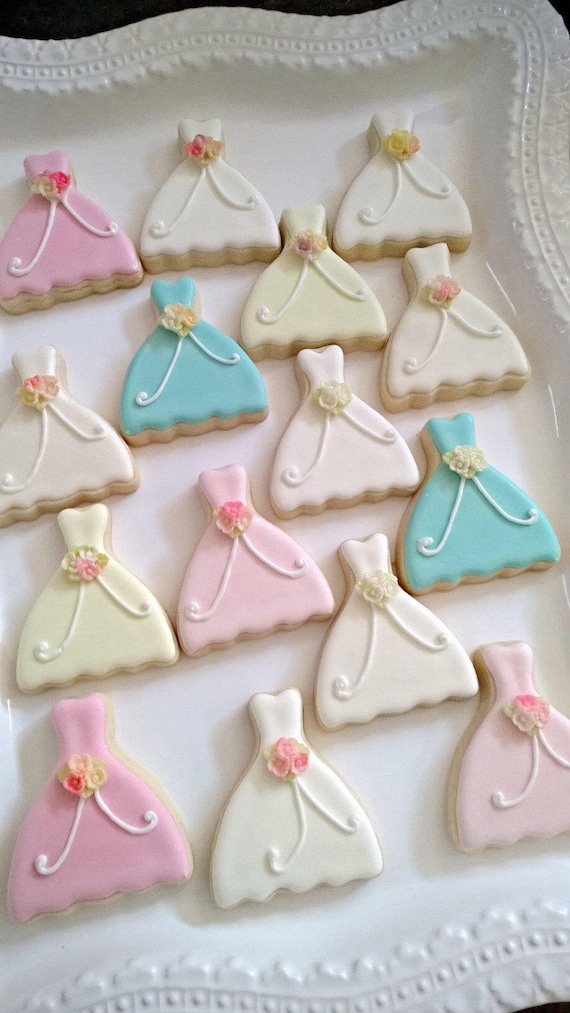 12 Pieces Petite Sized Wedding Dress Cookies - Cookie Favors, Wedding Cookies,  Bridal Shower Cookies, wedding gown cookies