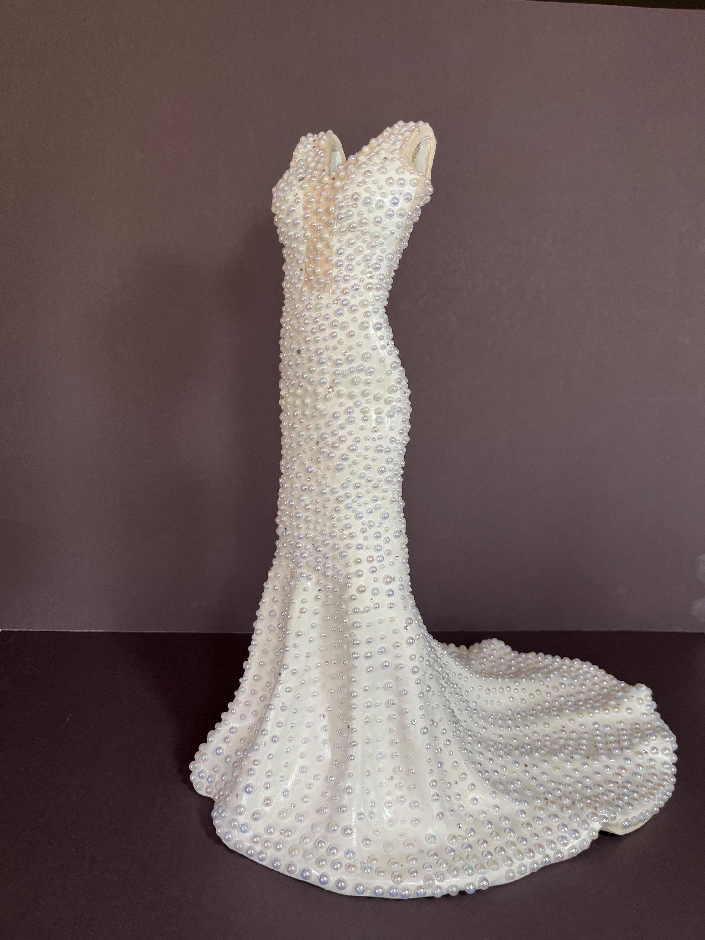 Pearl Adorned Ceramic Dress Sculpture