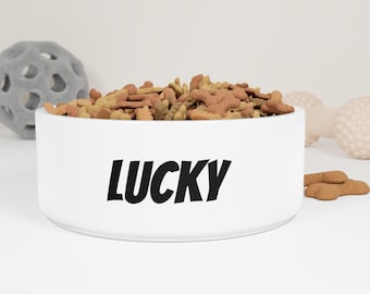 Comedero personalizado de cerámica blanca para mascotas – Apto para lavavajillas