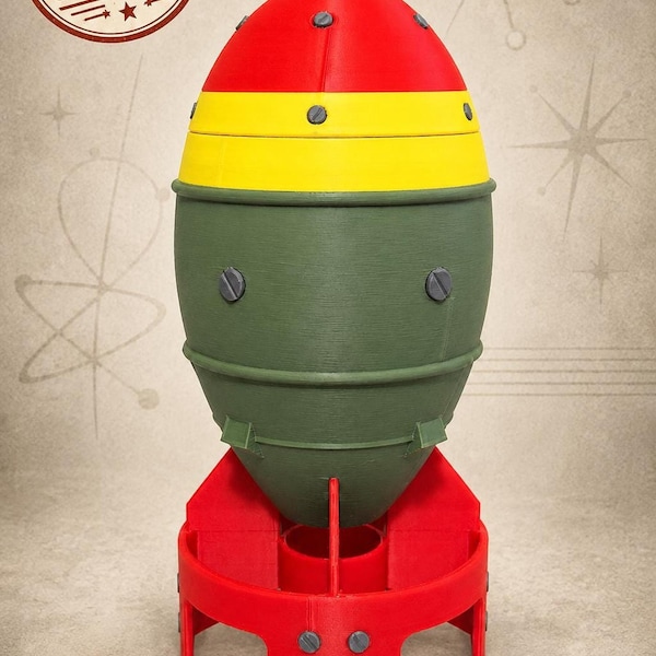 Fallout Mini Nuke Storage Container 9.5" Large 3D Printed Screw Lid Prop, secret stash