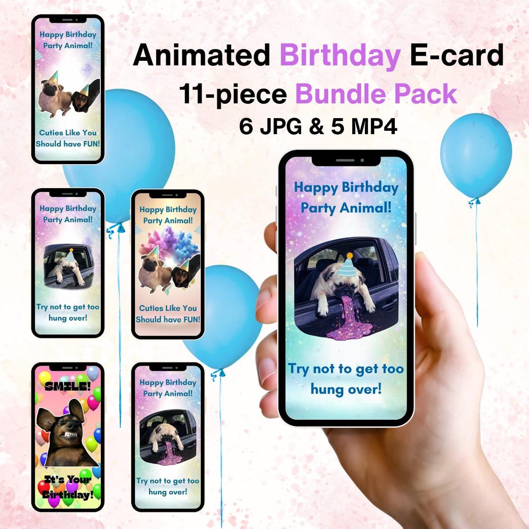 Funny Happy Birthday Card Bundle Dog Birthday Ecard Animated Birthday ...
