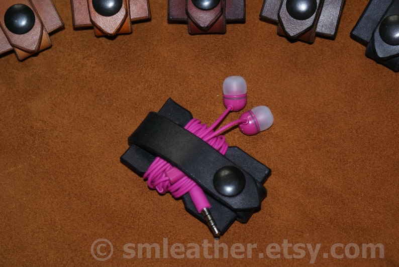 Leather Earbud Headphone Cord Organizer Holder Wrap Ear Bud Etsy