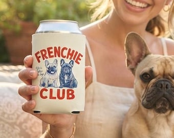 Anpassad Koozie Frenchie Club burkkylare | Retro tassavtryck personlig present till hundälskare