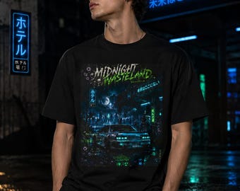 Neon Drift Space T-Shirt, JDM Car Shirt, Cyberpunk Streetwear, Skyline Inspired Tee