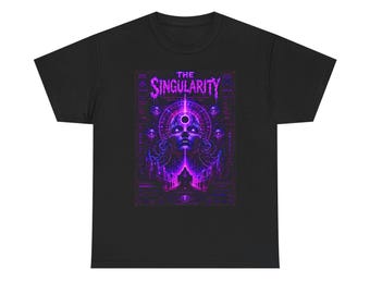 Cyberpunk Graphic T-Shirt, Neon Gothic Streetwear, Dark Sci-Fi Tee, Purple Alternative Fashion