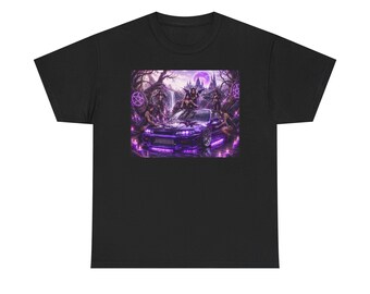Purple JDM Gothic T-Shirt, Dark Fairy Car Tee, Cyber Goth Streetwear