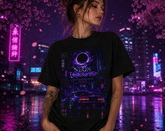Neon Underworld T-Shirt, Cyberpunk Graphic Tee, Dark Sci-Fi Streetwear, Gothic Shirt