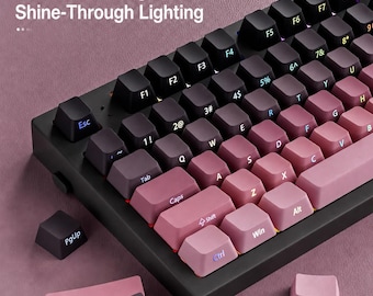 Gradient Side-Print Keycaps, 136-Key PBT Shine-Through OEM Profile Set for MX Mechanical Keyboards