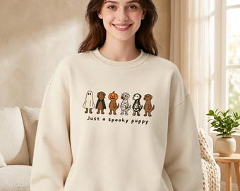 Halloween Dog Sweatshirt, Just a Spooky Puppy Crewneck, Cute Dog Lover Sweatshirt, Spooky Season Pullover, Funny Fall Gift