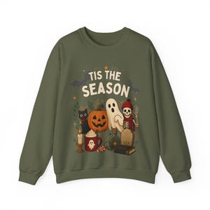 Tis the Season Sweatshirt, Vintage Halloween Crewneck, Spooky Season Sweatshirt, Retro Ghost Pumpkin Pullover, Cozy Fall Gift image 2