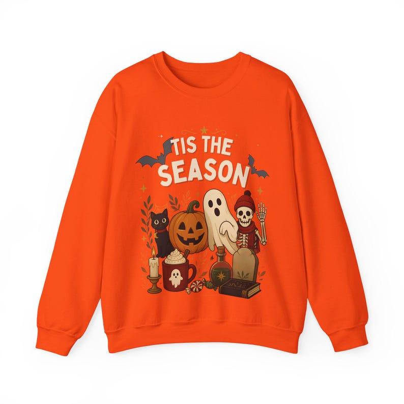 Tis the Season Sweatshirt, Vintage Halloween Crewneck, Spooky Season Sweatshirt, Retro Ghost Pumpkin Pullover, Cozy Fall Gift image 5