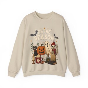 Tis the Season Sweatshirt, Vintage Halloween Crewneck, Spooky Season Sweatshirt, Retro Ghost Pumpkin Pullover, Cozy Fall Gift image 4