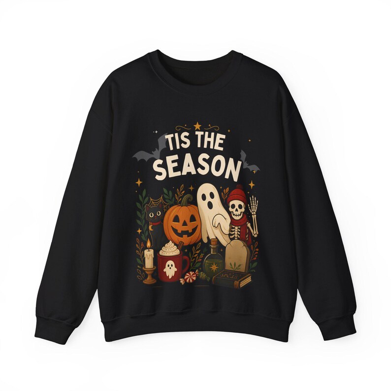 Tis the Season Sweatshirt, Vintage Halloween Crewneck, Spooky Season Sweatshirt, Retro Ghost Pumpkin Pullover, Cozy Fall Gift image 7