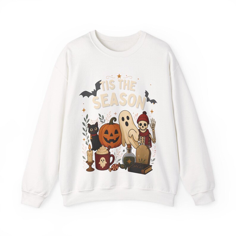 Tis the Season Sweatshirt, Vintage Halloween Crewneck, Spooky Season Sweatshirt, Retro Ghost Pumpkin Pullover, Cozy Fall Gift image 11