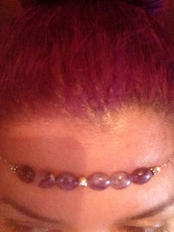 Items similar to Regal amethyst and sterling silver head piece head