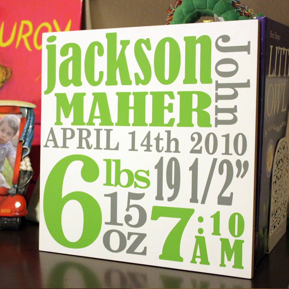 Unique Personalized New Baby Gift, Modern Child Name Sign, Custom Bir…