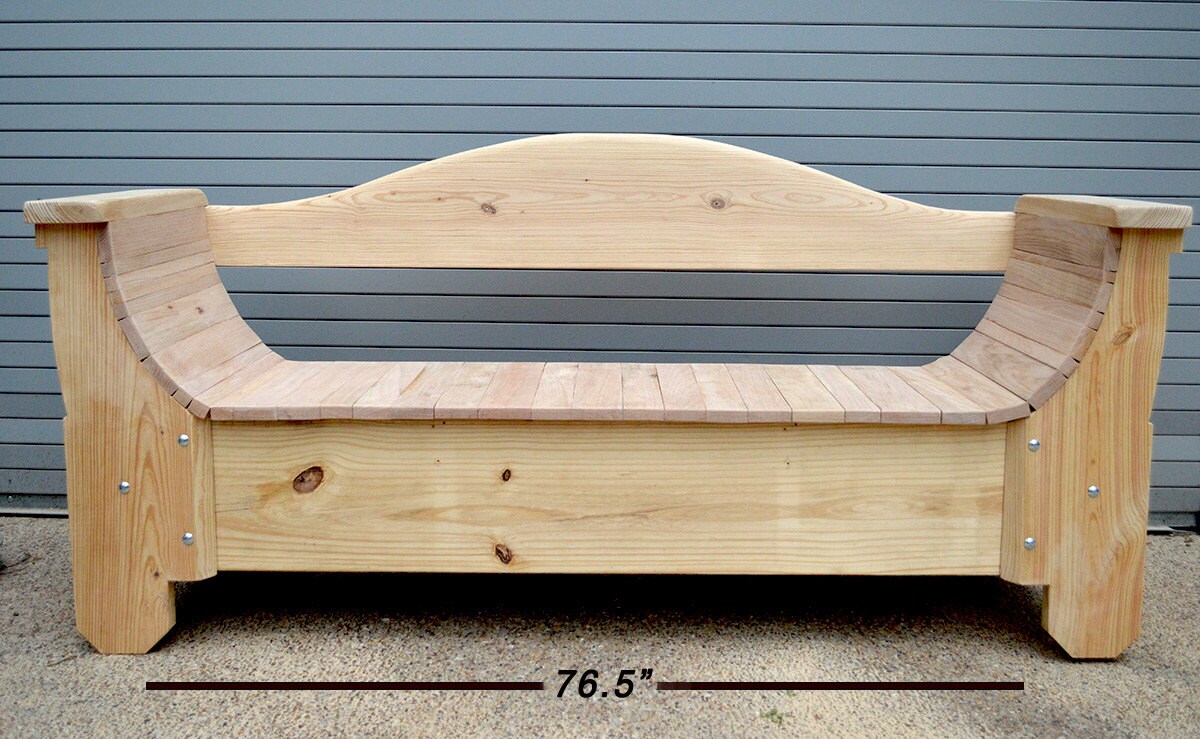 Handmade Wood Bench with storage in Raw Wood