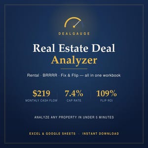 Real Estate Deal Analyzer Spreadsheet | Rental Property Calculator | BRRRR & Fix and Flip | Cash Flow, Cap Rate, ROI | Excel Google Sheets