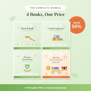 Paquete imprimible para bebés y niños pequeños / Introducción a los alimentos sólidos, actividades, recetas (descarga en PDF)
