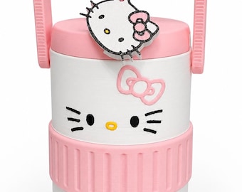 Kawaii Cat Drink can holder with opener | Cute Pink Water Jug | Desk Drink Dispenser | Gift for Cat Lovers | 12oz