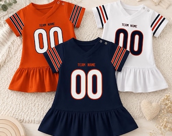 bears jersey dress | Chicago | Girls | Toddler | Upcycled | Repurposed | NFL srange-XL