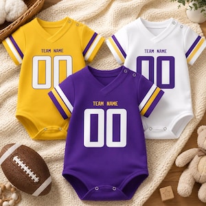 Personlig Minnesota Baby Namnnummer Fotboll Baby Body, Anpassad Lagnamn Romper