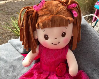Adorable Rag Doll - Perfect Gift for Any Little Girl - Hand Made with Hand Made Dress - Soft and Cuddly    (#Bin A)