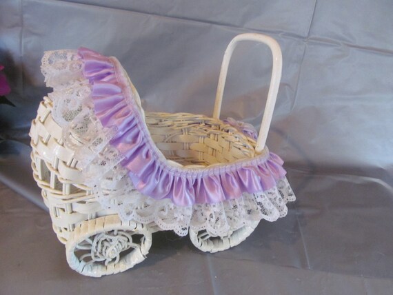 Vintage Small Decorated Wicker Baby Carriage For Baby Shower Etsy