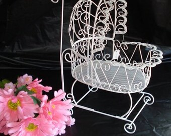 Wire Baby Buggy - Great for Baby Shower Decorations or Table Centerpiece **PLEASE READ AD for Details and Dimensions (#1006)