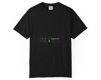 Linux rm -rf Regrets Shirt – Dark Humor Programmer Tee, Sysadmin Command Line Coder Gift