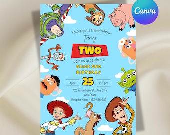 Editable Any Age Toy Story Birthday invitation, Include four colors, Kids Birthday Invitation, Editable Canva Template, Digital Download