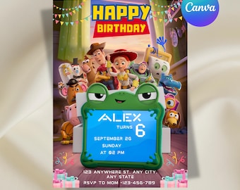 Toy Story Birthday Invitation, Toy Story Birthday Party, Kids Birthday Invitation, Editable Canva Template, Digital Download