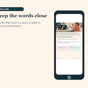 May include: A smartphone displaying a digital PNG card titled The call keeps looping. The screen shows an illustration of a person on a phone, text explaining a looping call scenario, and two boxes labeled Pause and Next step with instructions.