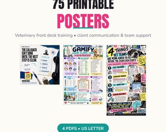 Raccolta di poster per la reception veterinaria, 75 poster di formazione e comunicazione, PDF
