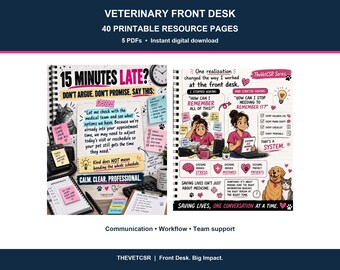 Veterinary Front Desk Poster Bundle: 40 Printable Pages for CSR Training & Team Support