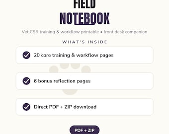 Veterinary Receptionist Field Notebook, 26-Page Training and Workflow Printable