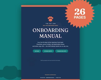 Veterinary Receptionist Onboarding Manual, 26-Page Front Desk Training PDF