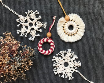 Macrame Christmas Ornaments Tutorial Set of 4 | DIY Tree Decor Pattern PDF & Video