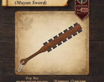 Macuahuitl LARP Pattern, Mesoamerican Sword PDF, EVA Foam Cosplay