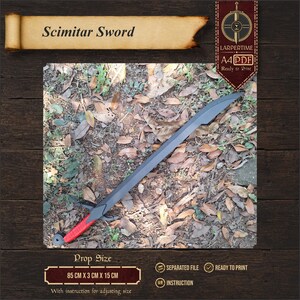 Scimitar LARP Pattern PDF, EvaFoam Curved Sword Template, DIY Fantasy Cosplay Weapon, Instant Digital Download