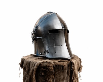 Handmade Medieval Barbute Helmet | Wearable Steel Knight Armor Helmet for LARP, Cosplay, Reenactment & Halloween