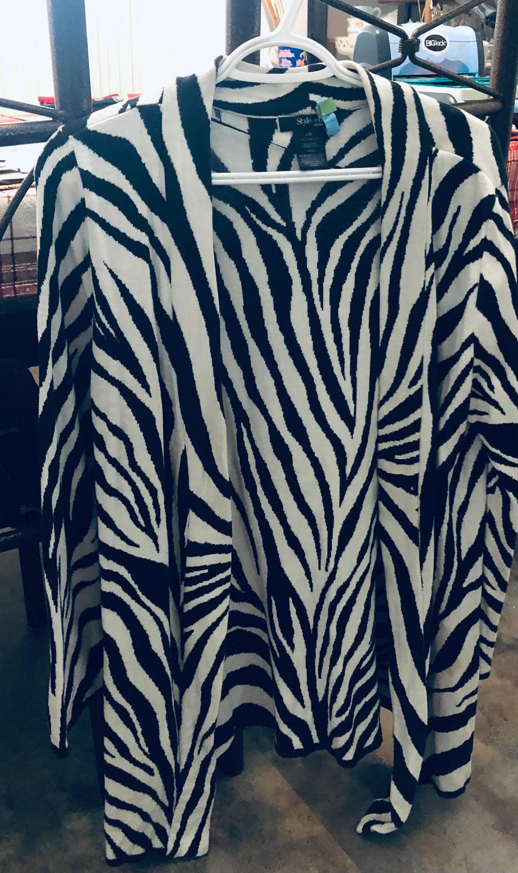 Zebra Pattern Sweater Jacket. Size LARGE. Shipping From Canada - Etsy