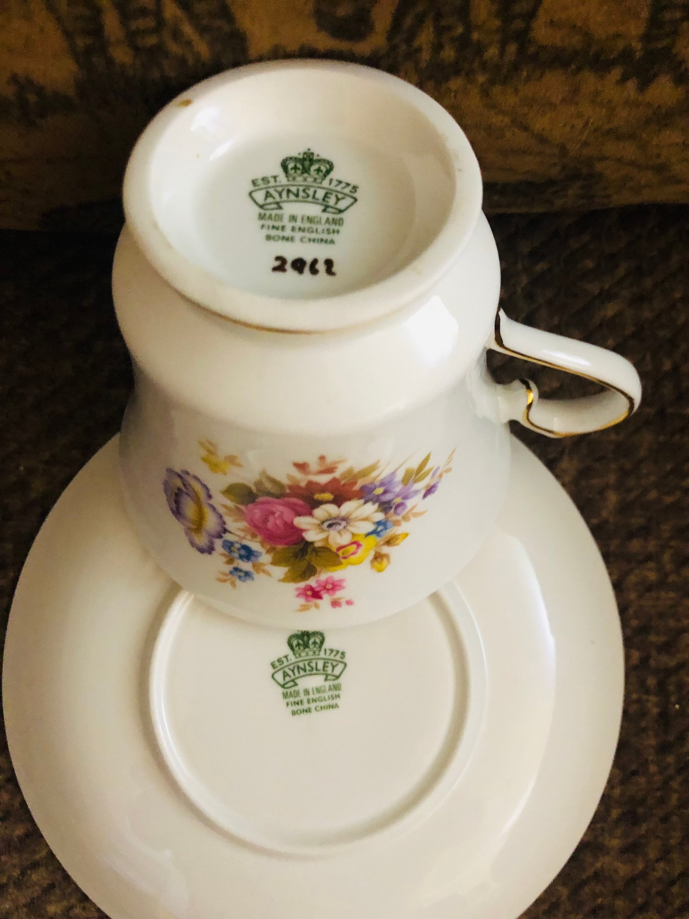 AYNSLEY Est. 1775 English BONE CHINA 29c2. Cup and Saucer