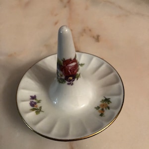 Vintage bone China ring holder CROWN mark GDR. 3 inches high from the mid 60’s