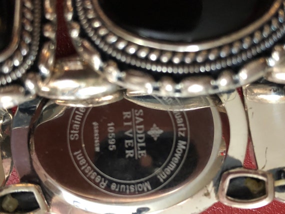 Vintage black glass bracelet watch brand- Saddle … - image 9