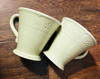 SABATIER Mugs. Set of 2   Light pastel green. PARFAIT.     shipping from Canada