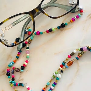 Eyeglass Chain Sunglasses chain. Beaded, very colourful. HANDMADE
