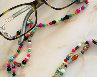 Eyeglass Chain Sunglasses chain. Beaded, very colourful. HANDMADE